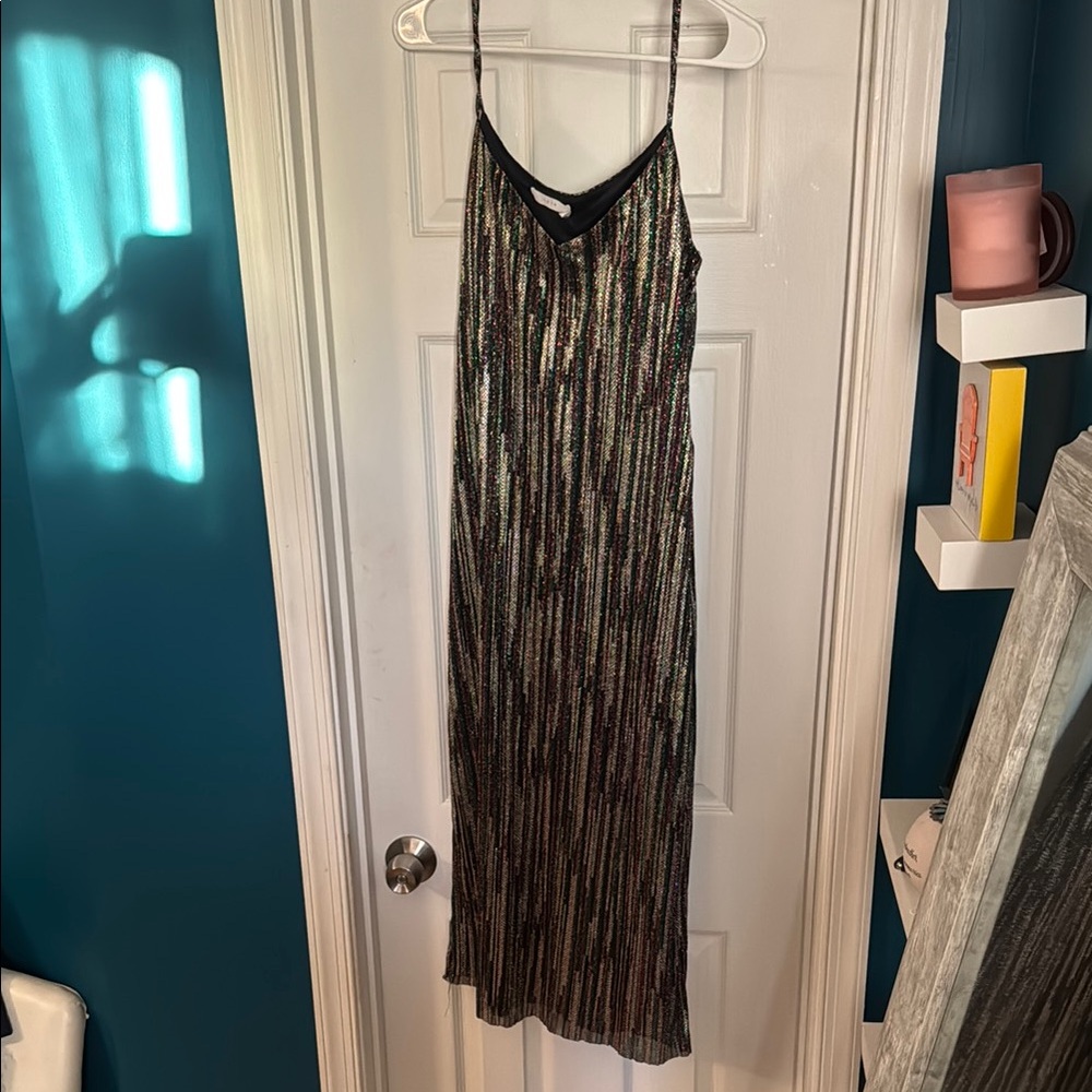 Sparkling Striped Slip Dress
